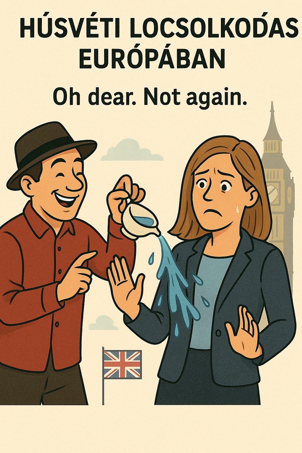 Angol elegancia tal&aacute;lkozik magyar locsolkod&aacute;ssal &ndash; term&eacute;szetesen te&aacute;scs&eacute;sz&eacute;ből, kisujj eltartva.